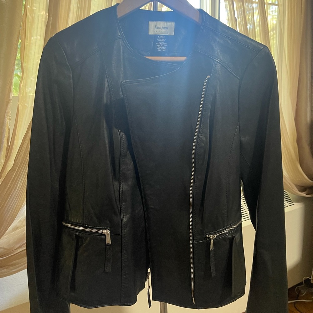 Neiman Marcus Ranger Real Leather Moto Jacket